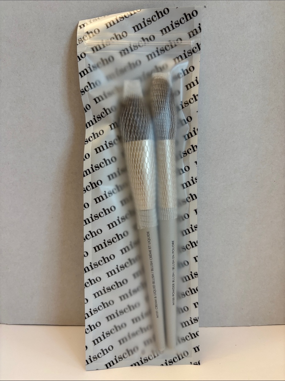 Mischo Silver Beauty Brush Duo - Silver Handle Makeup Brushes